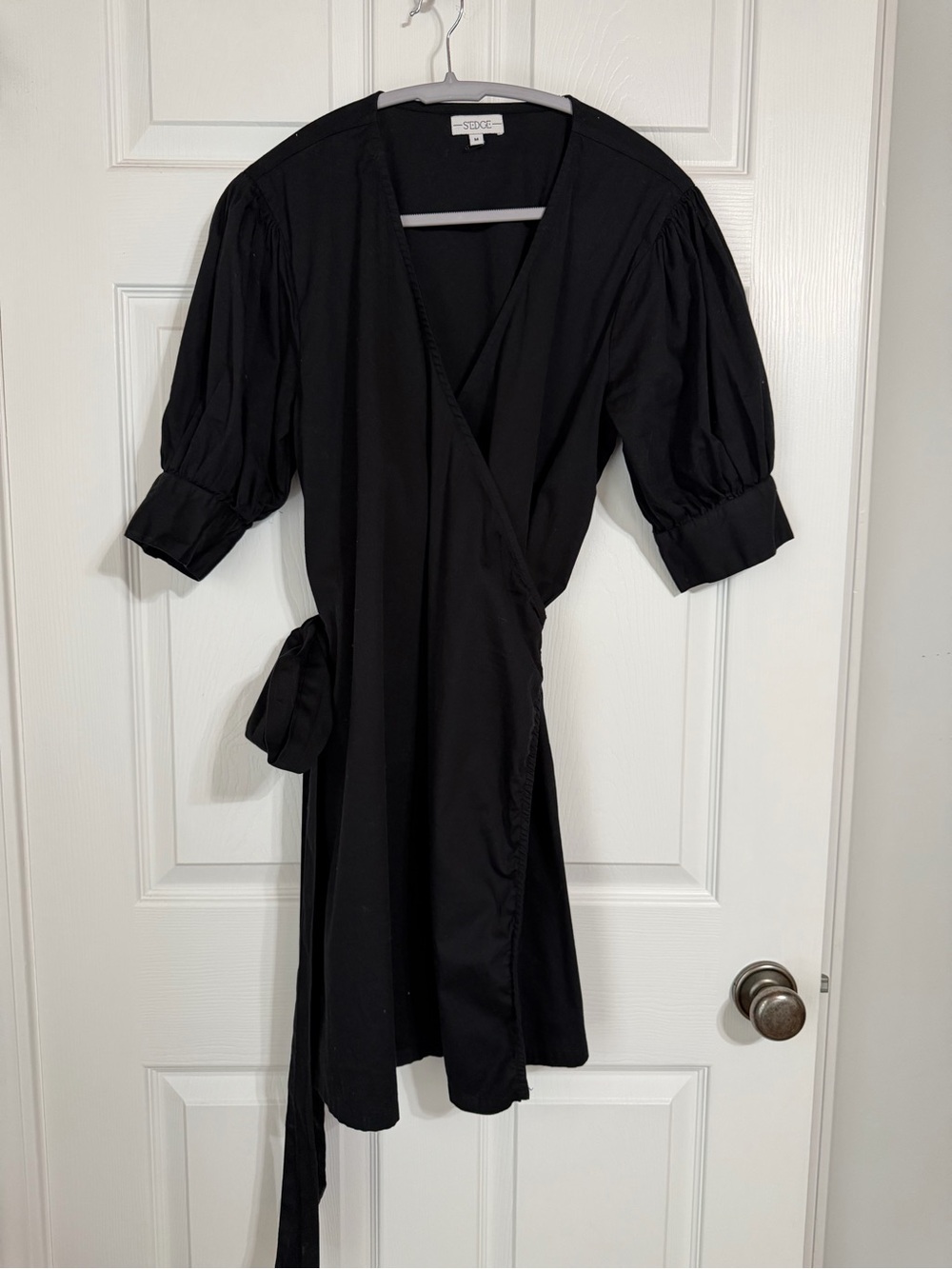 S'EDGE Black Wrap Dress - Size M